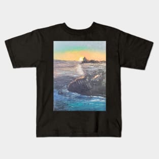 Everlasting sunset oil painting by tabitha kremesec Kids T-Shirt